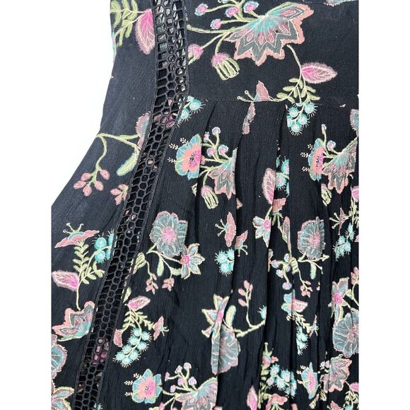 Free People Tunic Top Medium Floral Flowy Dress Boho Vivid Colors Rayon R - Picture 9 of 11